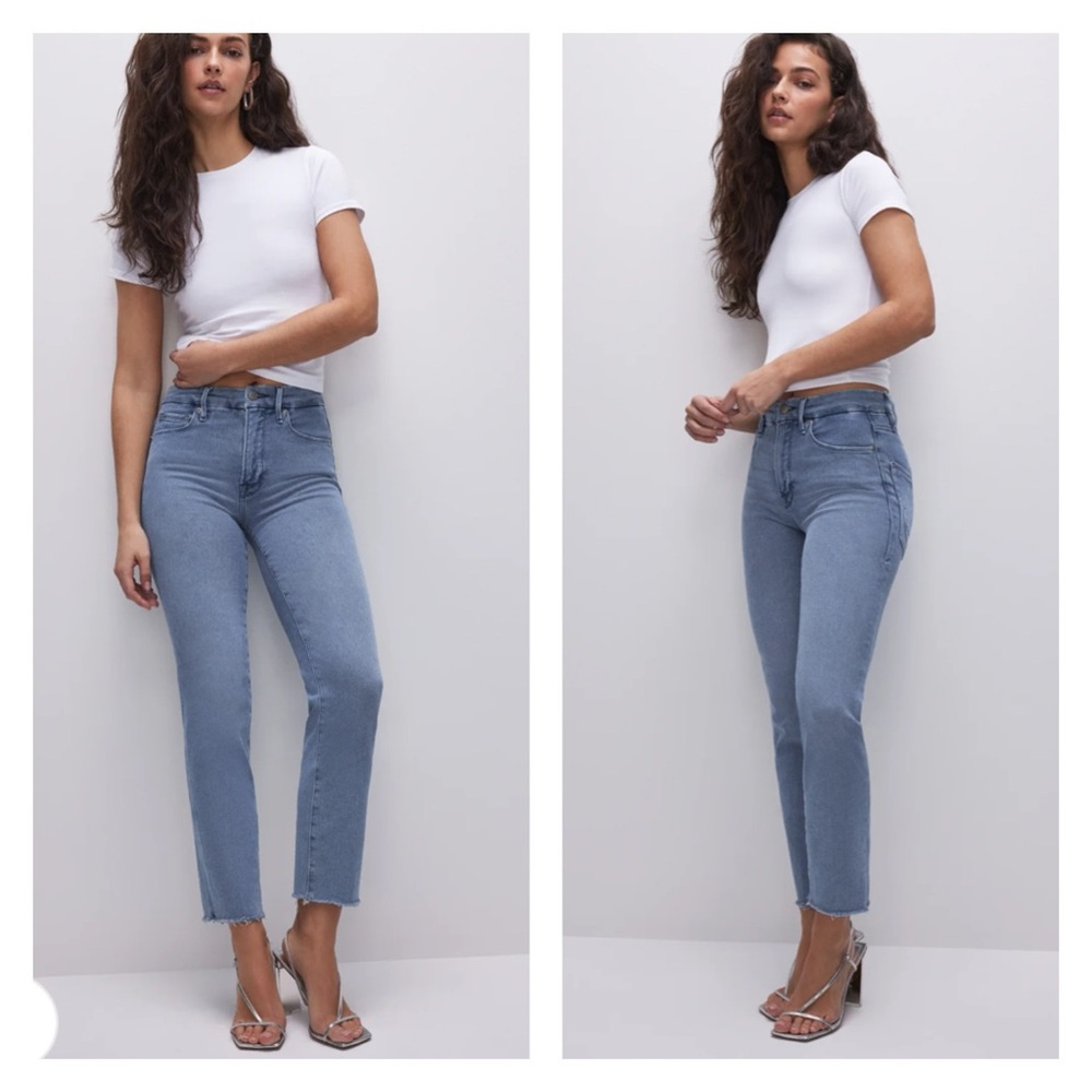 Long Length Good American Good Legs Straight Split Pocket Jeans